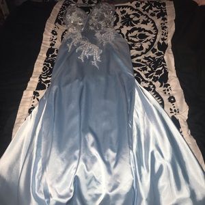 Light blue mermaid prom dress